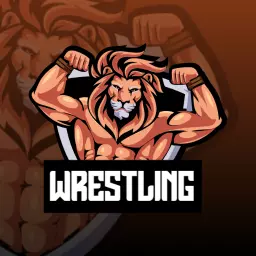 Dynamic Lion Embracing Strength in Wrestling Logo Template