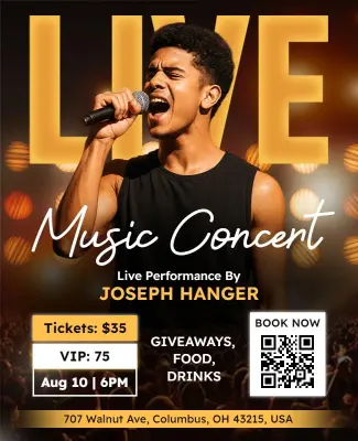 Dynamic Live Music Concert with Vocal Performer Flyer Template