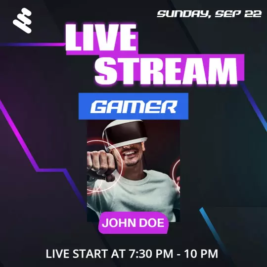 Dynamic Live Stream Event for Gamer John Doe Ad Template