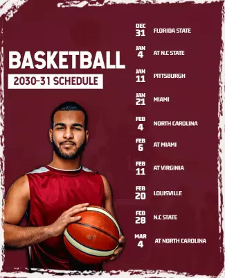 Dynamic Maroon Basketball Season Schedule Poster Template