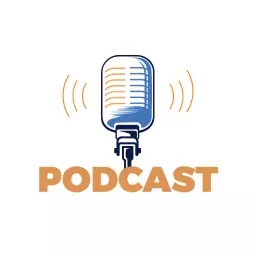 Dynamic Microphone with Sound Waves Representing Podcast Logo Template