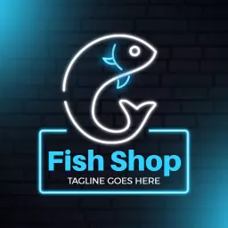 Dynamic Neon Fish Design Highlighting Fresh Seafood Logo Template