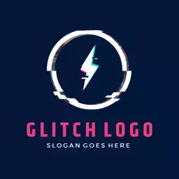 Dynamic Neon Glitch Effect Representing Modern Logo Template