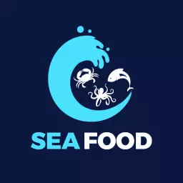 Dynamic Ocean Wave Illustrating Fresh Seafood Logo Template