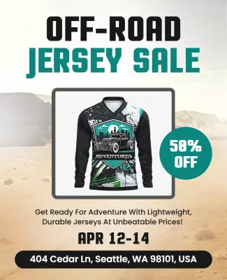 Dynamic Off-Road Adventure Jersey Sale Poster Template