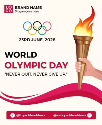 Dynamic Olympic Flame Theme for World Olympic Day Poster Template
