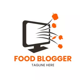 Dynamic Orange and Black Design for Engaging Food Blogger Logo Template