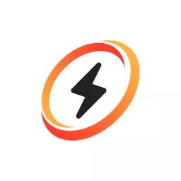 Dynamic Orange and Black Power Symbol Showcasing Electronics Logo Template