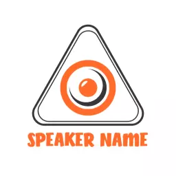 Dynamic Orange and Black Speaker Design with Bold Logo Template