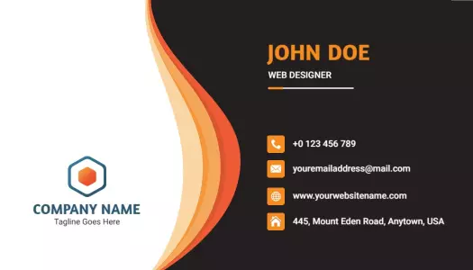 Dynamic Orange and Black Web Designer Business Card Template