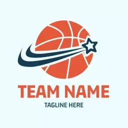 Dynamic Orange and Blue Basketball Team Spirit Logo Template
