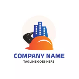 Dynamic Orange and Blue Construction Design with Building Logo Template