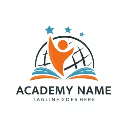 Dynamic Orange and Blue Design Representing Educational Academy Logo Template