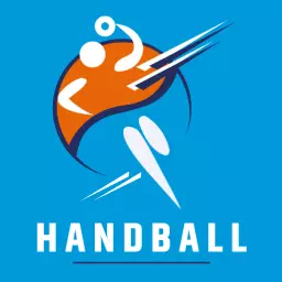 Dynamic Orange and Blue Handball Player in Motion Logo Template