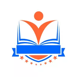 Dynamic Orange and Blue Open Book with People Logo Template
