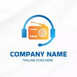 Dynamic Orange and Blue Radio Streaming Experience Logo Template