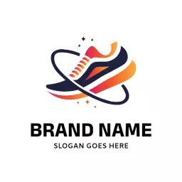 Dynamic Orange and Red Sneakers Showcasing Sports Shoes Logo Template