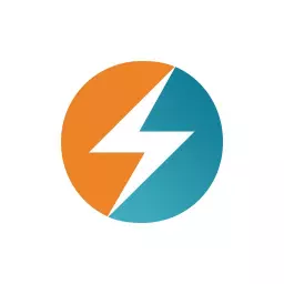 Dynamic Orange and Teal Lightning Symbol in Electronics Logo Template