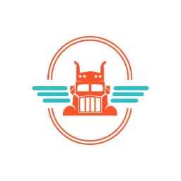 Dynamic Orange and Teal Truck Design for Transportation Logo Template