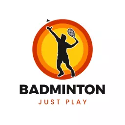 Dynamic Orange and Yellow Badminton Player Illustration Logo Template