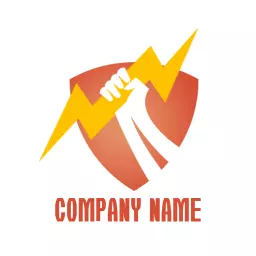 Dynamic Orange and Yellow Energy Shield with Lightning Bolt Logo Template