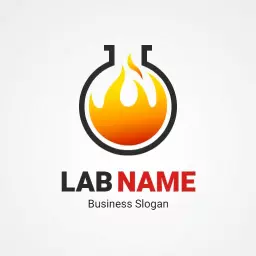Dynamic Orange and Yellow Flame in a Lab Theme Logo Template