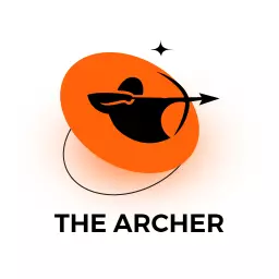 Dynamic Orange Archer Silhouette Representing Archery Skills Logo Template
