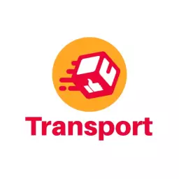 Dynamic Orange Background Showcasing Fast Transport Services Logo Template
