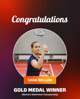 Dynamic Orange Badminton Championship Winner Poster Template