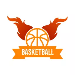 Dynamic Orange Basketball Ball with Fiery Wings Logo Template