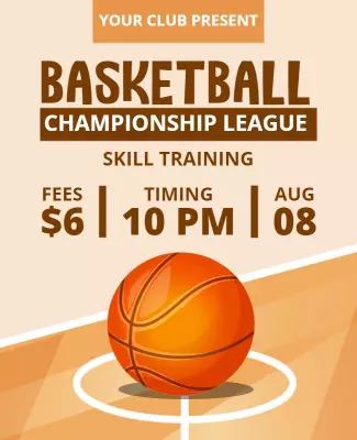 Dynamic Orange Basketball Championship Skill Training Poster Template