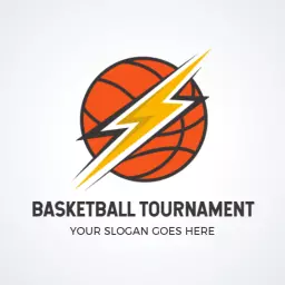 Dynamic Orange Basketball Design with Lightning Logo Template