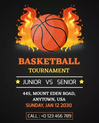 Dynamic Orange Basketball Tournament Challenge Poster Template