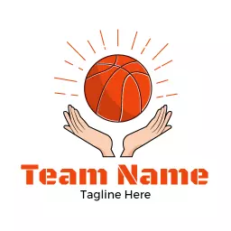 Dynamic Orange Basketball with Hands Supporting Team Spirit Logo Template