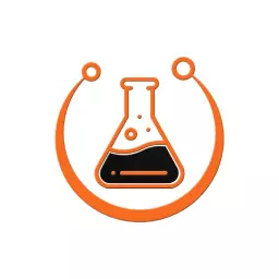 Dynamic Orange Beaker Design Showcasing Scientific Exploration Logo Template