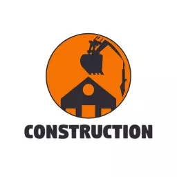 Dynamic Orange Construction Theme with Machinery Elements Logo Template