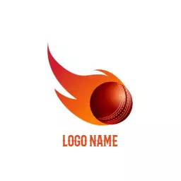 Dynamic Orange Cricket Ball and Flame Design Logo Template
