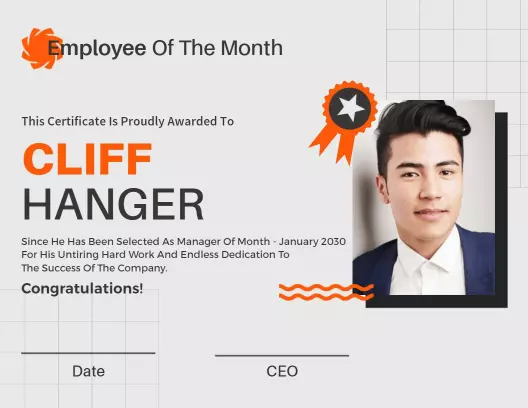 Dynamic Orange Employee Recognition Certificate Template