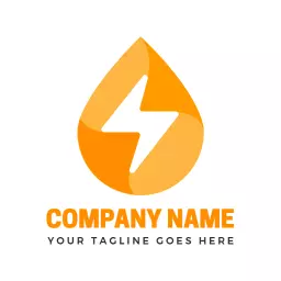 Dynamic Orange Energy Drop with Lightning Bolt Logo Template