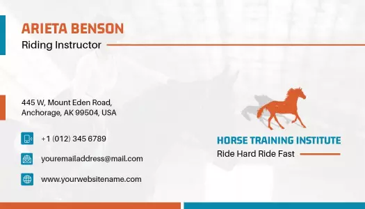 Dynamic Orange Equine Riding Instructor Visiting Card Template