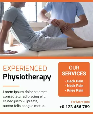 Dynamic Orange Experienced Physiotherapy Services Flyer Template