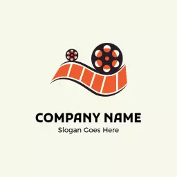 Dynamic Orange Film Reel and Strip Design for Entertainment Logo Template