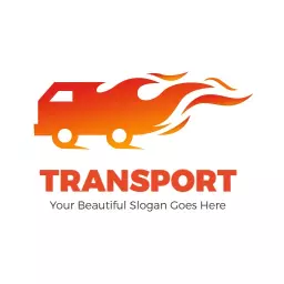 Dynamic Orange Fire Elements Emphasizing Transport Industry Logo Template