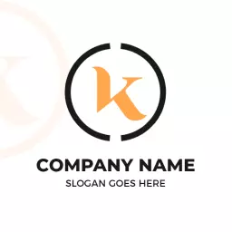 Dynamic Orange K Letter Centered Inside Black Circle Logo Template