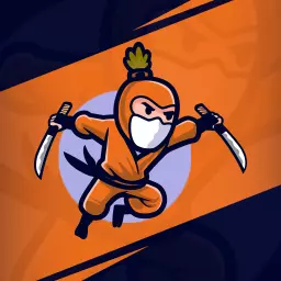 Dynamic Orange Ninja Character Emphasizing Esports Competition Logo Template