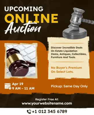 Dynamic Orange Online Estate Auction Deals Flyer Template