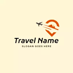 Dynamic Orange Plane Symbolizing Exciting Travelling Adventures Logo Template