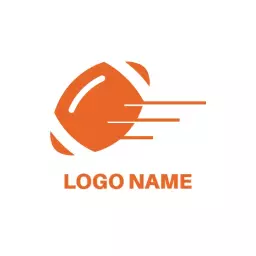 Dynamic Orange Rugby Ball in Motion Design Logo Template
