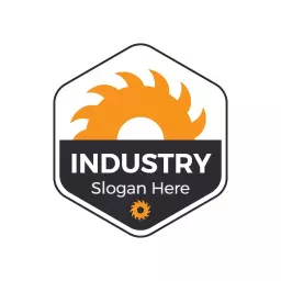 Dynamic Orange Saw Blade Icon Representing Industrial Sector Logo Template