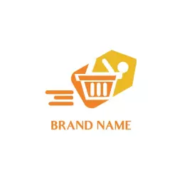 Dynamic Orange Shopping Cart Representing Online Sales Logo Template